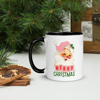 pink santa retro mug