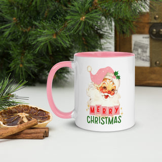 pink santa retro mug