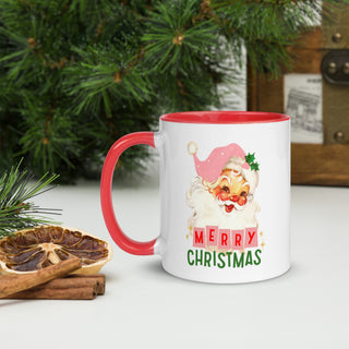 pink santa retro mug